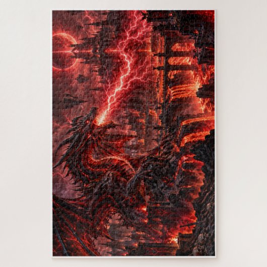 Dragon des Enfers – Tempête de Foudre Rouge ジグソーパズル (縦)