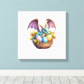 Dragon Easter Day Loves Collecting Easter Eggs Dra キャンバスプリント (インサイチュ (ウッドフロア))