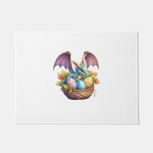 Dragon Easter Day Loves Collecting Easter Eggs Dra ドアマット (正面)