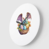 Dragon Easter Day Loves Collecting Easter Eggs Dra ラージ壁時計 (傾斜)