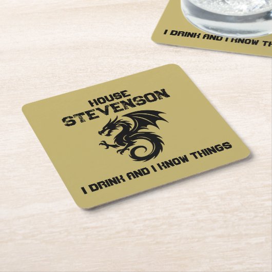 Dragon Family Logo  スクエアペーパーコースター (アングル)