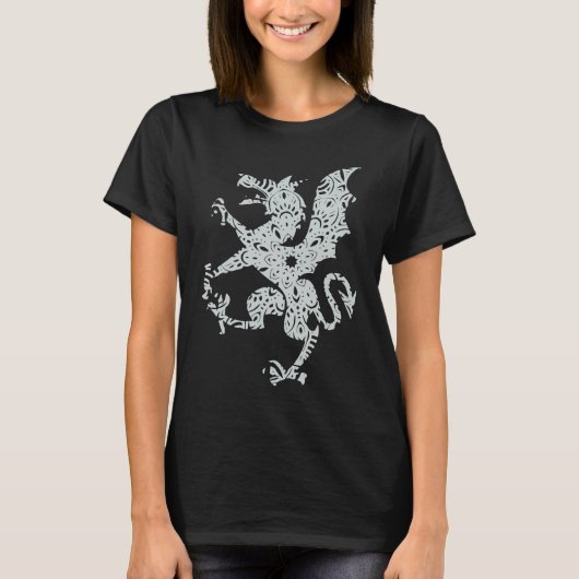 Dragon Fantasy Mandala Fairy Tale Wings Tシャツ (正面)