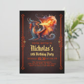 Dragon Fire Boys Fantasy Birthday Invitation 招待状 (スタンド正面)