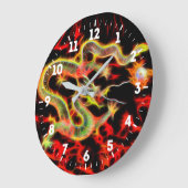 Dragon Fire Decor on aラッキー·エナジー ラージ壁時計 (傾斜)