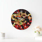 Dragon Fire Decor on aラッキー·エナジー ラージ壁時計 (ホーム)
