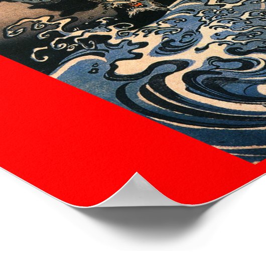 Dragon flying over the Water c. 1800's (Japan) ポスター (角)