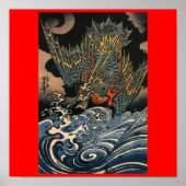 Dragon flying over the Water c. 1800's (Japan) ポスター (正面)