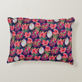 Dragon Fruit Tropical Floral Modern Green Palm アクセントクッション