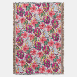 Dragon Fruit Tropical Floral Modern Green Palm スローブランケット