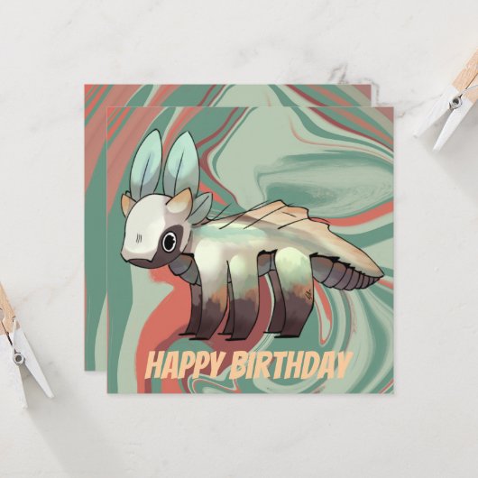 Dragon, Happy Birthday カード (正面/裏面インサイチュ)