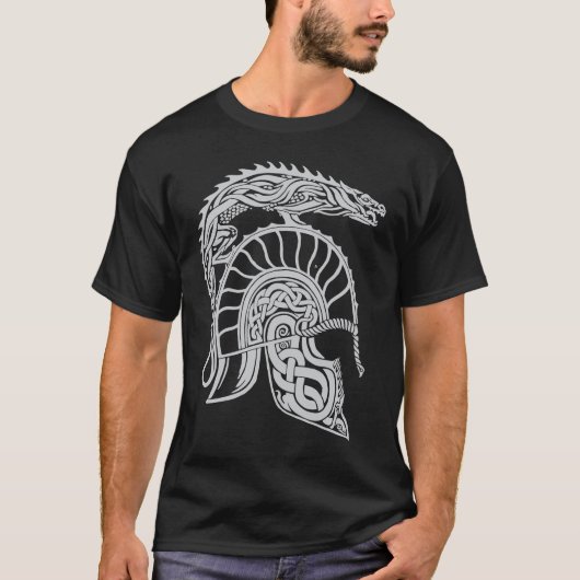 Dragon Helm High Fantasy Norse Celtic Viking Greek Tシャツ (正面)