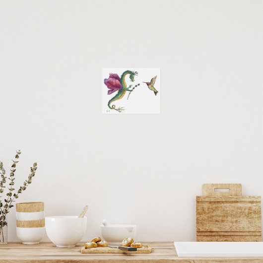 Dragon & Hummingbird print ポスター (キッチン)