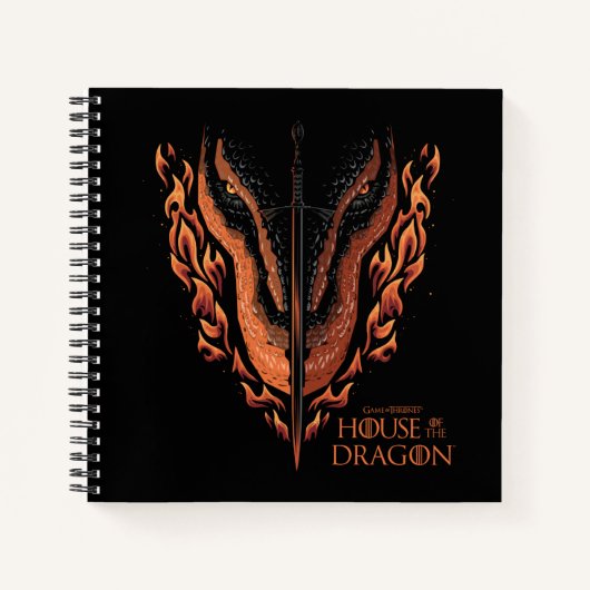 Dragon in Flames Behind Sword ノートブック (正面)