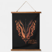 Dragon in Flames Behind Sword 吊り下げ型タペストリー (正面)