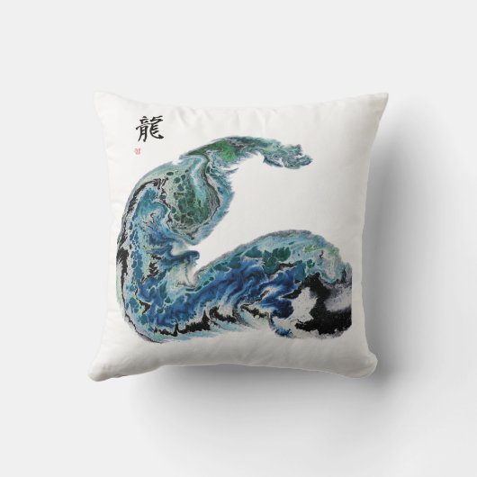 Dragon in the Waves – Abstract Ocean Energy クッション (裏面)