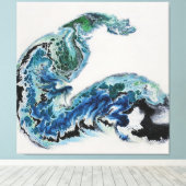 “Dragon in the Waves – Abstract Ocean Energy Canva キャンバスプリント (インサイチュ (ウッドフロア))