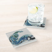 “Dragon in the Waves – Abstract Ocean Energy Glass ガラスコースター (アングル)