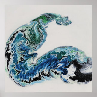 “Dragon in the Waves – Abstract Ocean Energy Poste ポスター