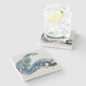“Dragon in the Waves – Abstract Ocean Energy Stone ストーンコースター (横)