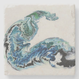 “Dragon in the Waves – Abstract Ocean Energy Stone ストーンコースター
