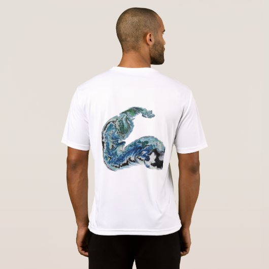 Dragon in the Waves – Abstract Ocean Energy Tシャツ (裏面フル)