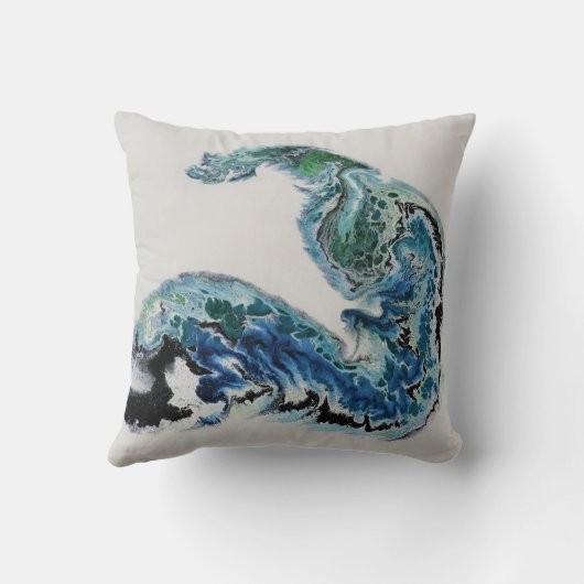 “Dragon in the Waves – Abstract Ocean Energy Throw クッション (裏面)