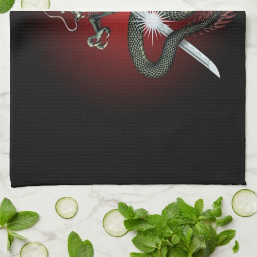 Dragon katana3 キッチンタオル (折り畳み)