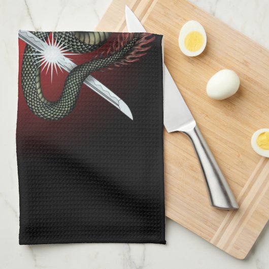 Dragon katana3 キッチンタオル (四つ折り)
