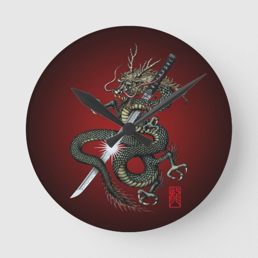 Dragon katana3 ラウンド壁時計 (正面)