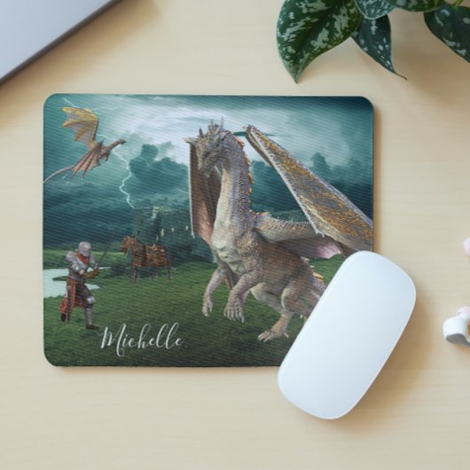 Dragon Knight Medieval Castle Fantasy Personalized マウスパッド