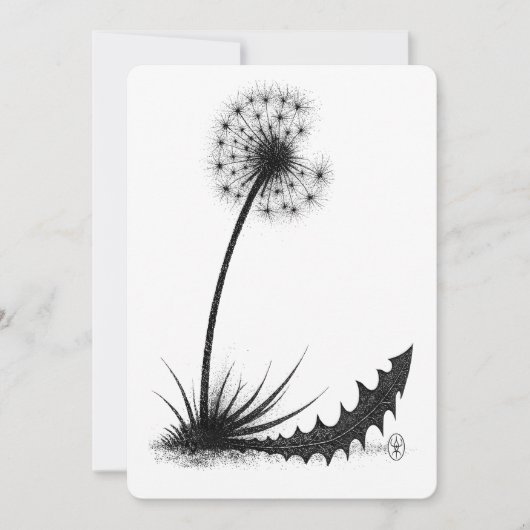 Dragon‑Leaf Dandelion • Haunted Ink Botanical 招待状 (正面)