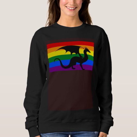 Dragon Love Gay Pride Flag Aesthetic Mythical Fant スウェットシャツ (正面)
