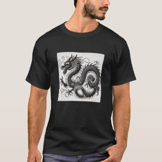 Dragón Místico en Blanco y Negro Tシャツ