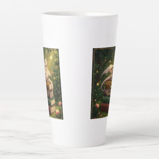 Dragon on books - Latte Mok カフェラテマグ (正面)