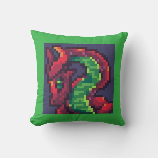 Dragon, Pixel Art, pixelart クッション (正面)