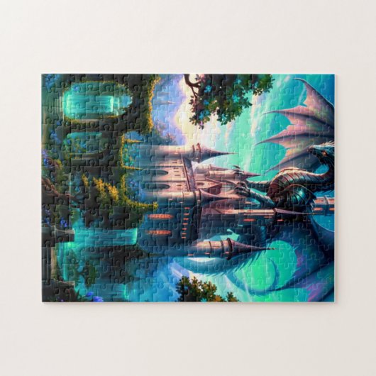 Dragon protecting Castle ジグソーパズル (横)