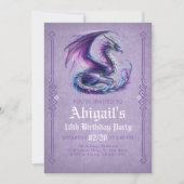 Dragon Purple Girl's Birthday Invitation 招待状 (正面)