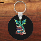 Dragon Reading Books Fantasy Lovers Mythical Creat キーホルダー (正面)