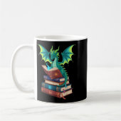 Dragon Reading Books Fantasy Lovers Mythical Creat コーヒーマグカップ (左)