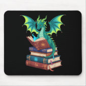 Dragon Reading Books Fantasy Lovers Mythical Creat マウスパッド (正面)
