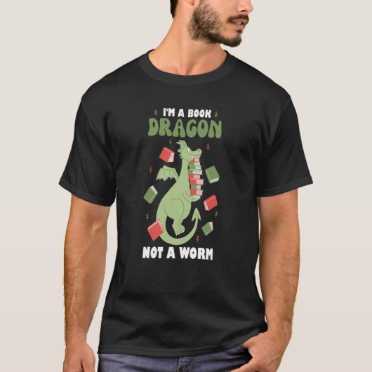 Dragon Reads Books Book worm Book Dragon Tシャツ (正面)