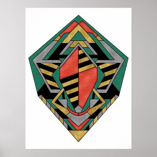 Dragon’s Egg Metallic Geometric Abstract ポスター (正面)