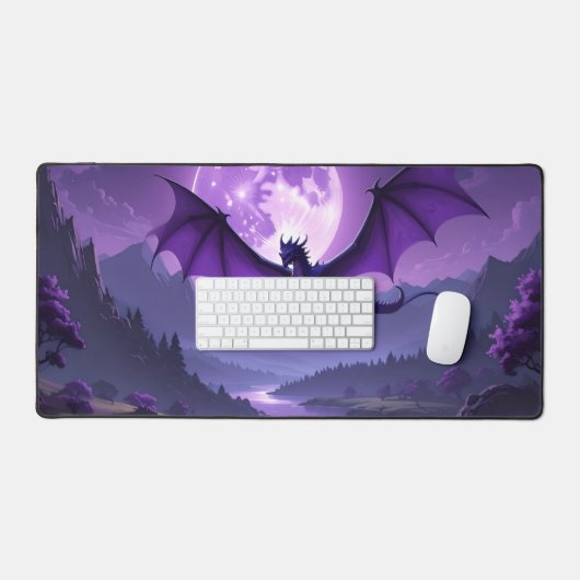 Dragon’s Night – Purple Fantasy Desk Mat 🌙🐉 デスクマット (キーボード&マウス)
