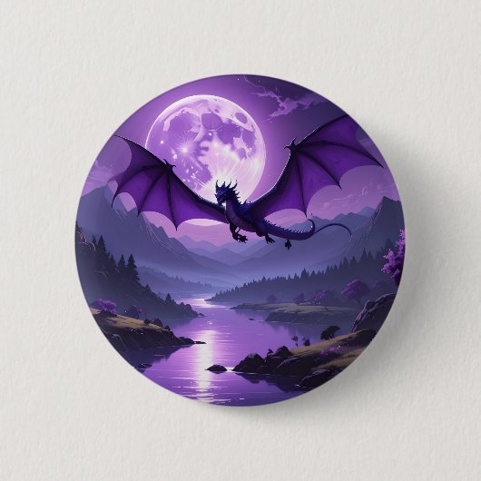 Dragon’s Night – Purple Fantasy Desk Mat 🌙🐉 缶バッジ (正面)