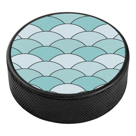 Dragon Scales, Fans, Waves, Seigaiha, Blue アイスホッケーパック (3/4)