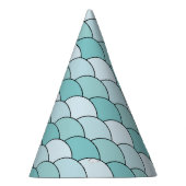 Dragon Scales, Fans, Waves, Seigaiha, Blue パーティーハット (右)