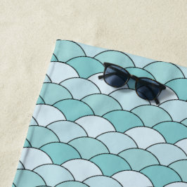 Dragon Scales, Fans, Waves, Seigaiha, Blue ビーチタオル