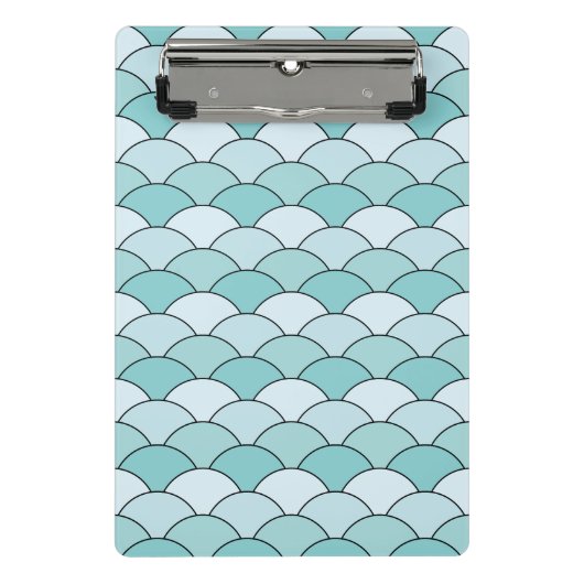 Dragon Scales, Fans, Waves, Seigaiha, Blue ミニクリップボード (正面)