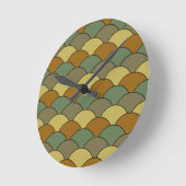 Dragon Scales, Fans, Waves, Seigaiha, Camouflage ラウンド壁時計 (傾斜)