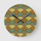 Dragon Scales, Fans, Waves, Seigaiha, Camouflage ラウンド壁時計 (正面)